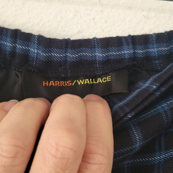 Harris Wallace Vintage Plaid Wrap Skirt Blue - Picture 5 of 5